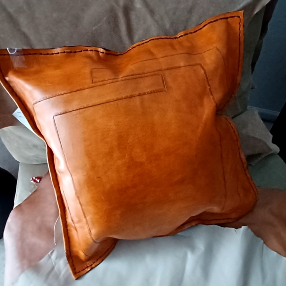 Art Deco Leather Throw Pillow – Geometric Design - Picture 6 of 10